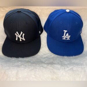 SET Youth ‘47 Brand NY New York Yankees & LA Los Angeles Dodgers Hats Caps EUC